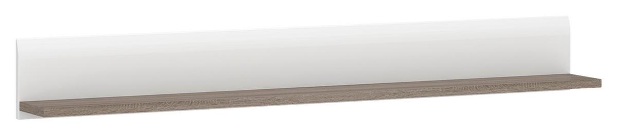 Wandboard Linate B: 150 cm Alpinweiss/Trüfel Eiche Dekor - Weiß Hochglanz/Trüffeleichefarben, MODERN, Holzwerkstoff (150/19,5/19,9cm)
