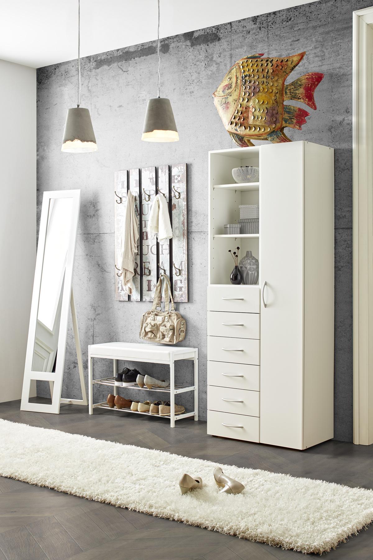 Lavica do predsiene ELLIE - biela/chrómová, Modern, kov/textil (80/52/30cm) - Mömax