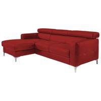Ecksofa mit Schlaffunktion Sammy Rot Leder - Chromfarben/Rot, Design, Leder (168/227cm) - Livetastic