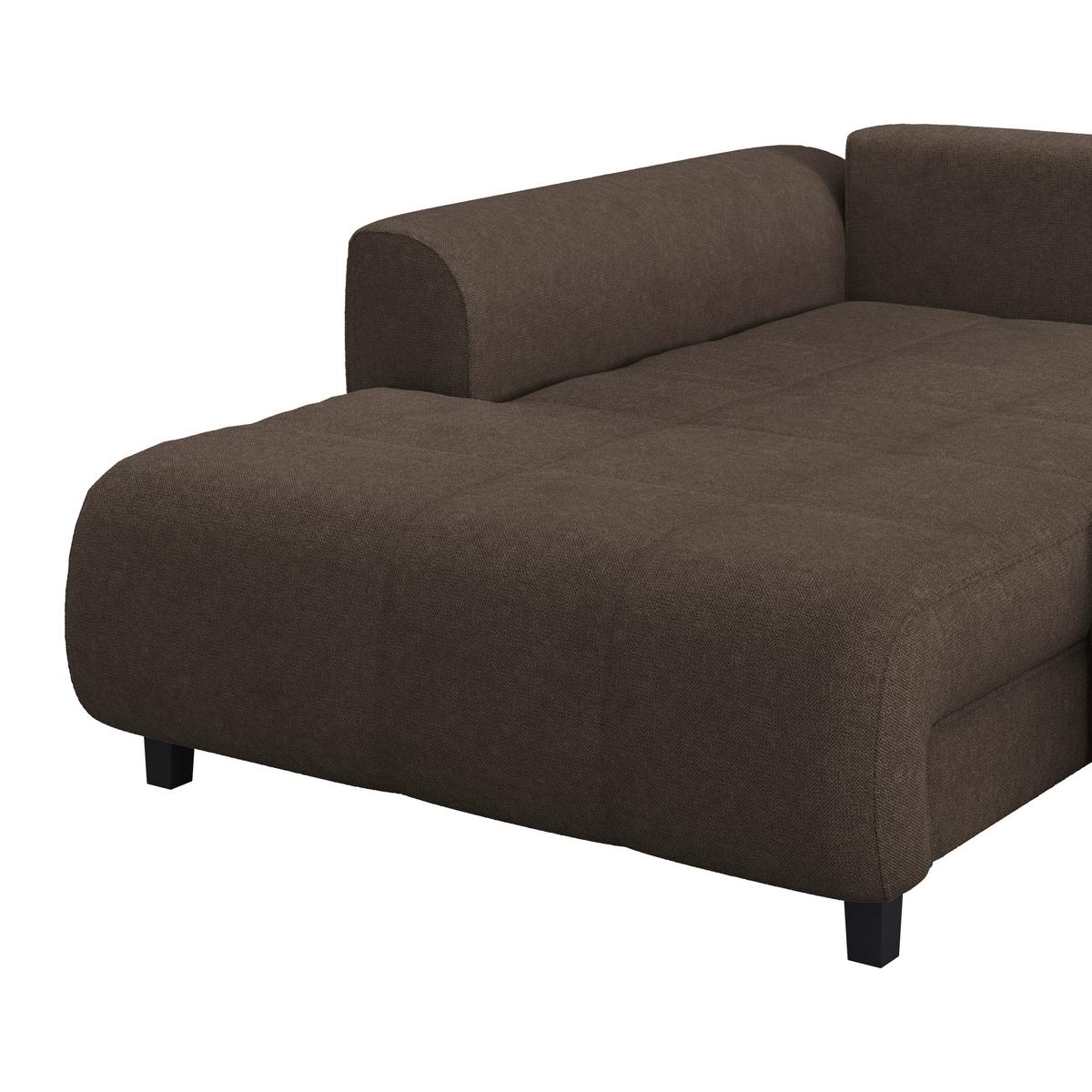 Ecksofa Mendoza - Dunkelbraun/Schwarz, Design, Textil (197/309cm) - Ondega