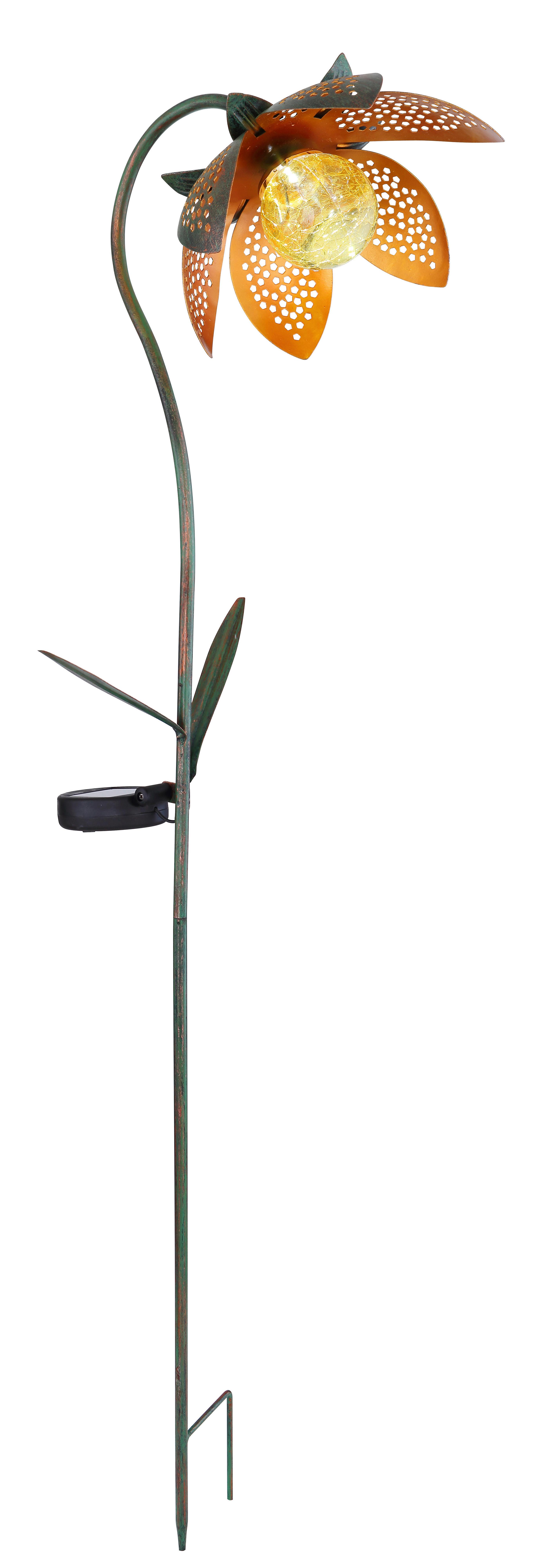 Solarleuchte mit Erdspieß Grün /Goldfarben/Orange H: 90 cm - Goldfarben/Orange, Basics, Glas/Metall (25/15/90cm) - Globo