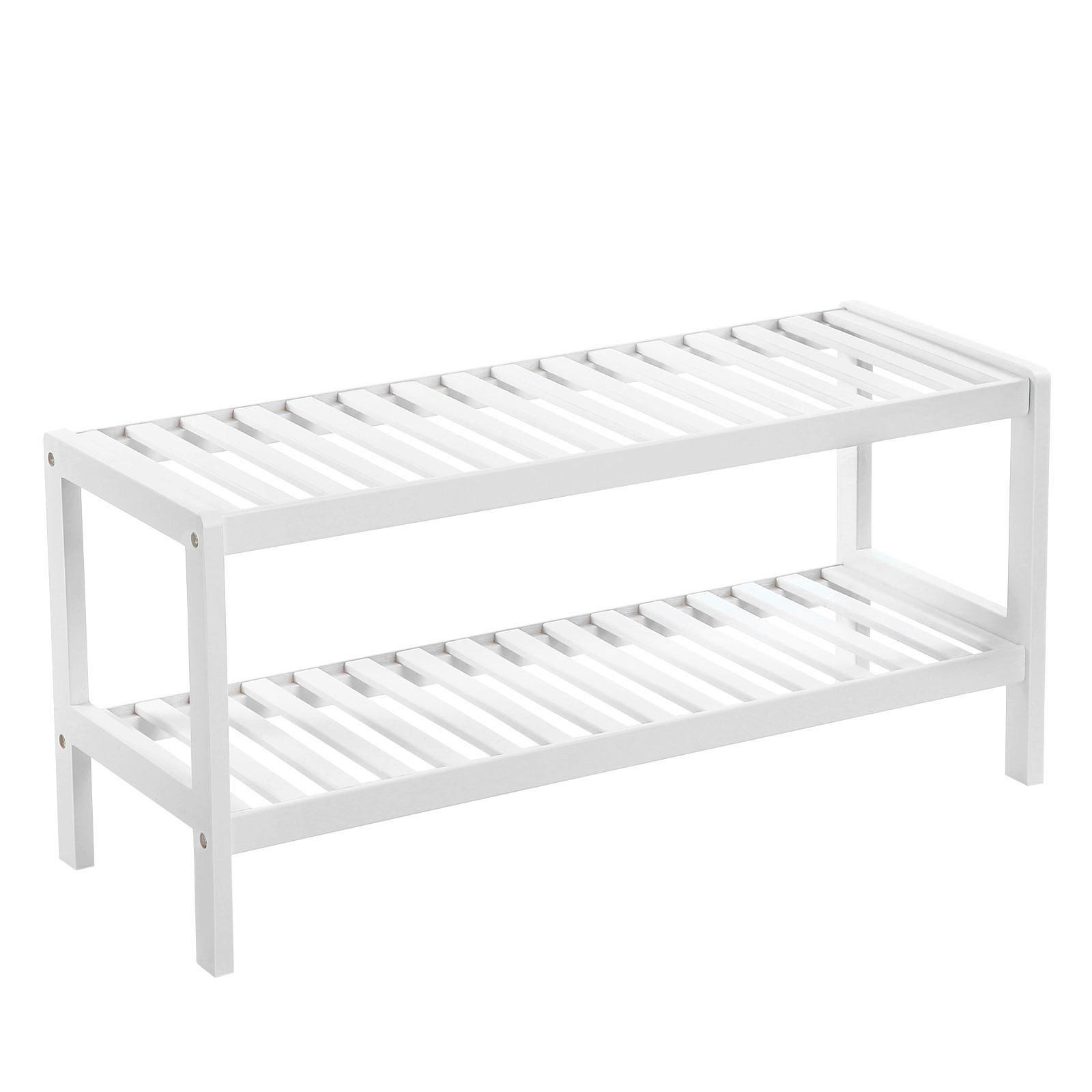 Regál na boty bambus - bílá, Trend, dřevo (70/33/26cm) - Boxxx