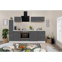 Küchenzeile Rp250wgc mit Geräte 250 cm Grau/Weiß - Schwarz/Weiß, KONVENTIONELL, Holzwerkstoff (250cm) - Respekta