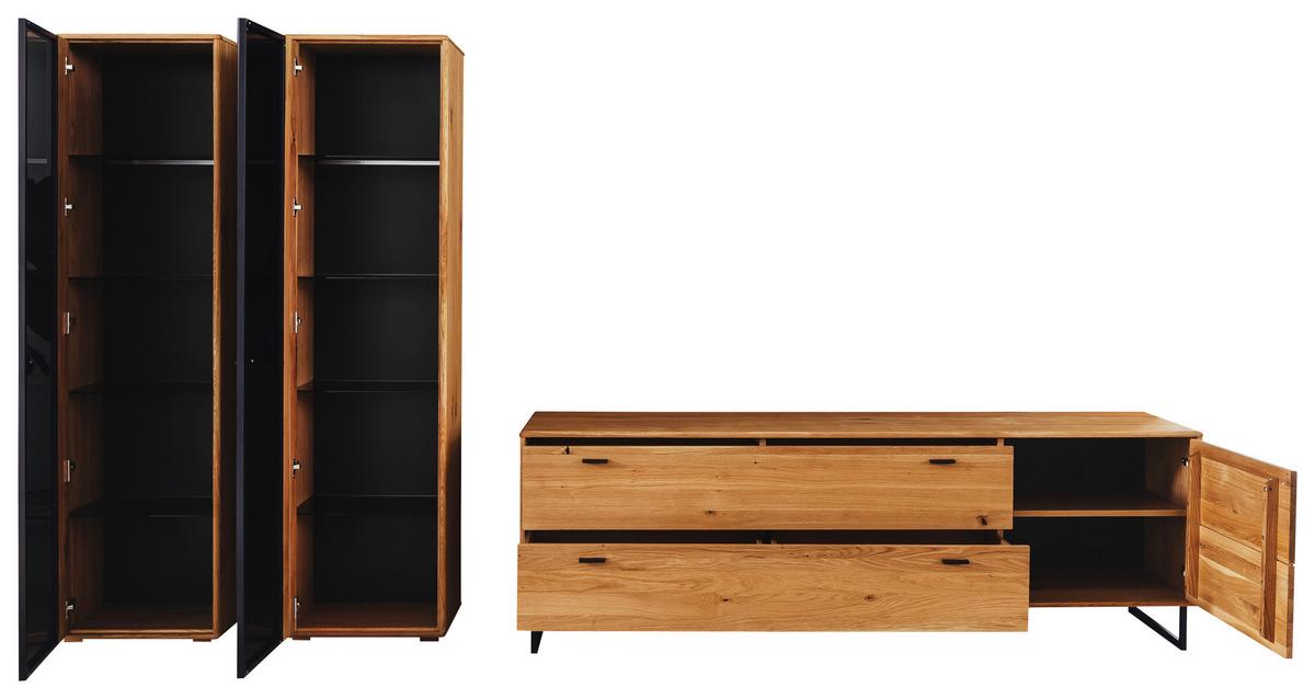 Wohnwand Arezzo Wildeiche B: 333 cm - Wildeiche/Anthrazit, Design, Glas/Holz (333/190/50cm) - MID.YOU