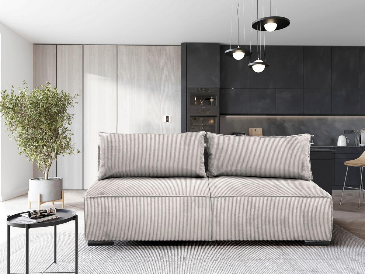 Schlafsofa Flow Beige B: 202 cm - Beige/Schwarz, Design, Textil (202/90/99cm) - MID.YOU