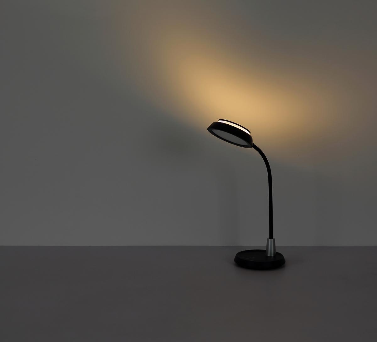 Led-tischleuchte Memory-Funktion - Silberfarben/Schwarz, Design, Kunststoff (30,6/17,2/44,8cm) - Globo