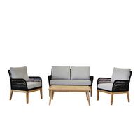 Loungegarnitur 4-Tlg Mykonos aus Holz mit Kissen - Anthrazit/Hellgrau, Basics, Holz/Textil (135/90/73cm) - Acamp