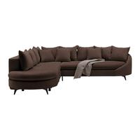 Rohová sedačka AXEL, levá, hnědá tkanina - černá/hnědá, Moderní, kov/textil (250/291cm) - Mömax