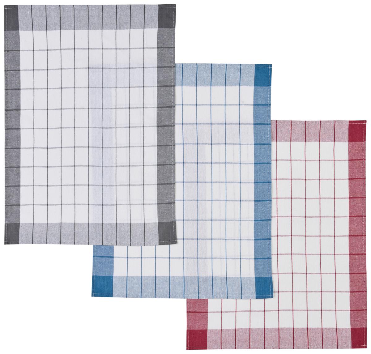 Geschirrtuch Kity - 3er Pack - Blau/Rot, Basics, Textil (45/60cm) - Ondega