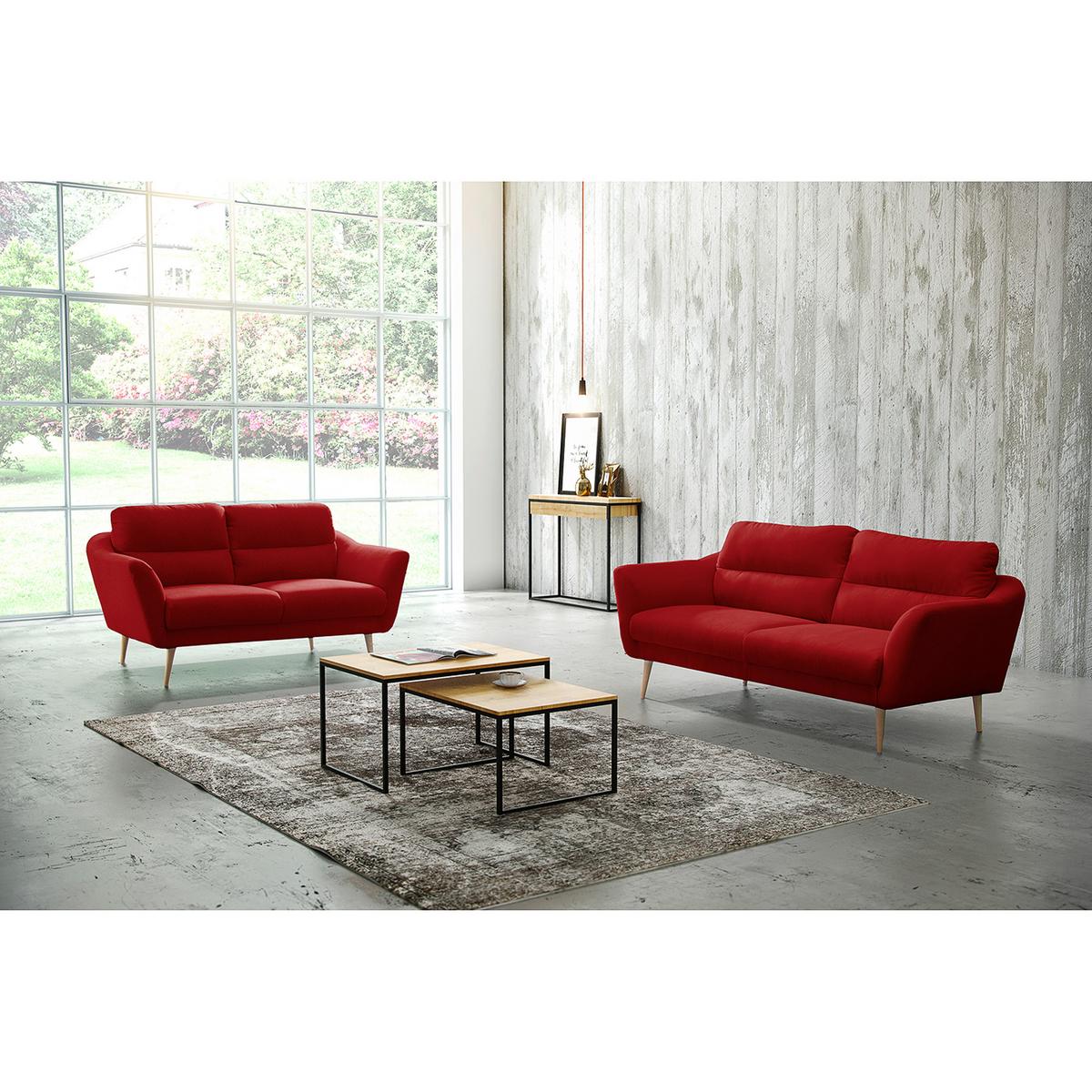 2,5-Sitzer Sofa Tromso Rot B: 187 cm - Buchefarben/Rot, Design, Textil (187/87/88cm) - Livetastic
