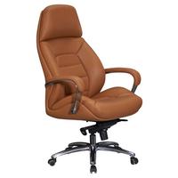Chefsessel Amstyle Mit Armstützen Hellbraun Leder - Hellbraun/Alufarben, MODERN, Leder/Kunststoff (67/140/67cm) - MID.YOU