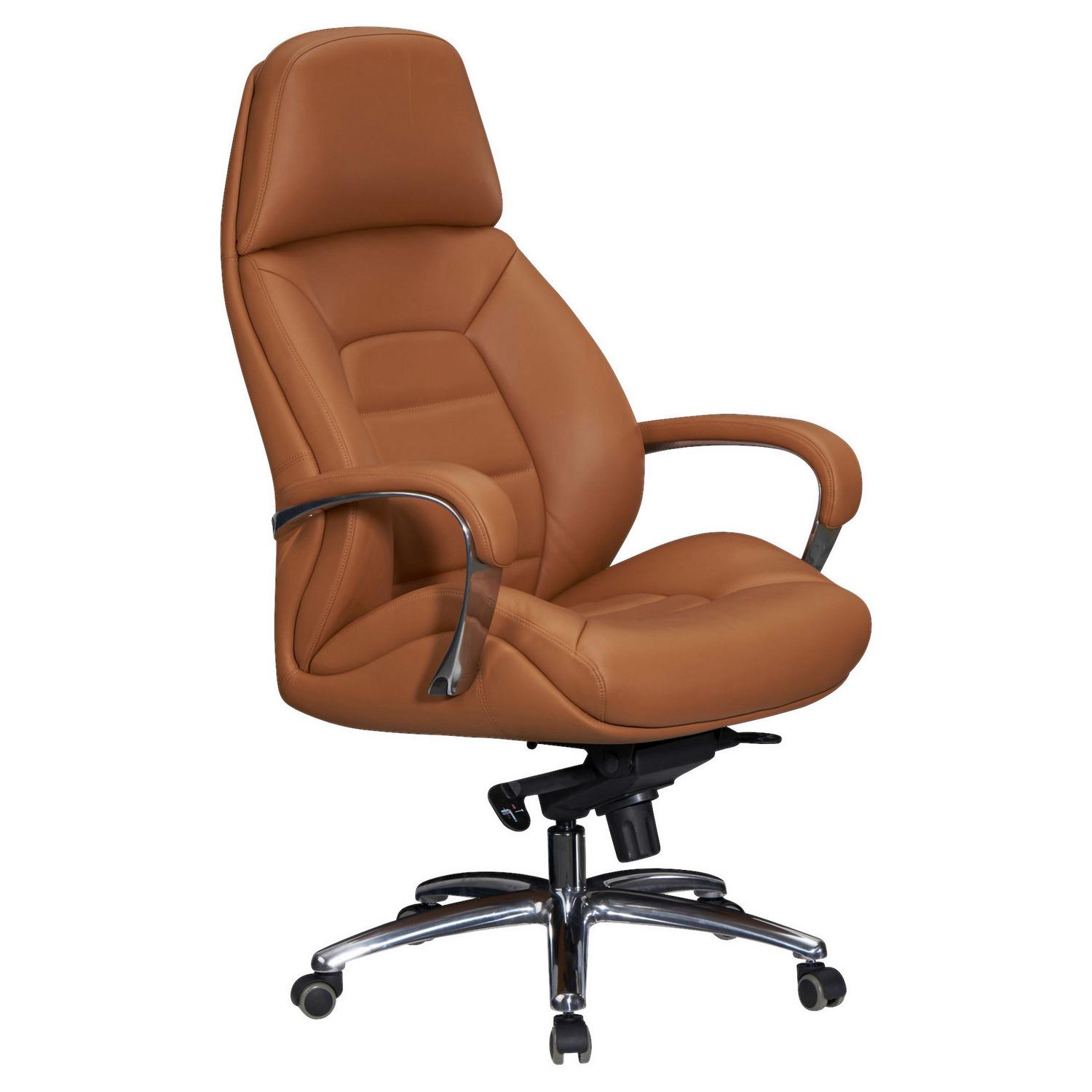 Chefsessel Amstyle mit Armstützen Hellbraun Leder 67x140x67 cm