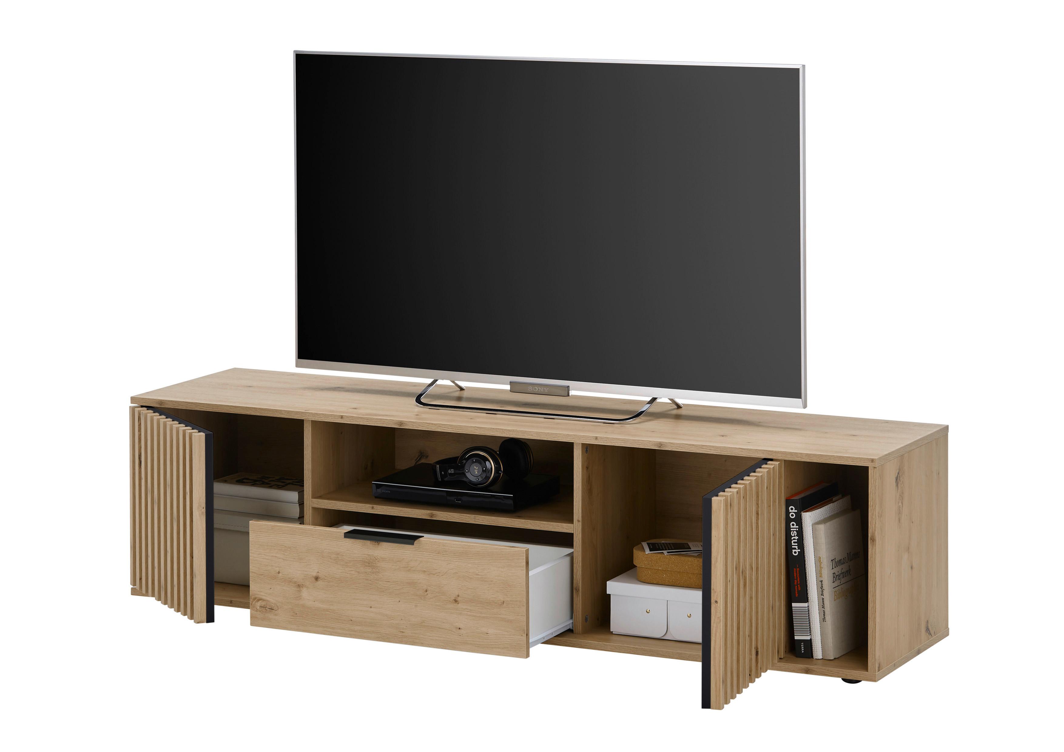 Lowboard Chiara - Schwarz/Eiche Artisan, Design, Holzwerkstoff (150/43/40cm) - Livetastic