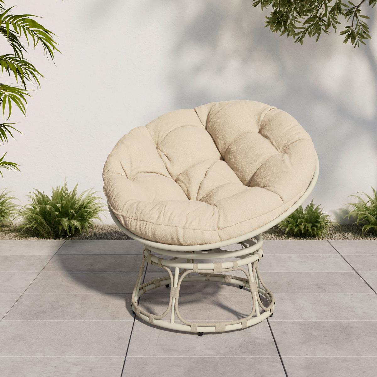 ZÁHRADNÉ RELAXAČNÉ KRESLO HERMI - béžová, Basics, kov/textil (99/82/99cm)