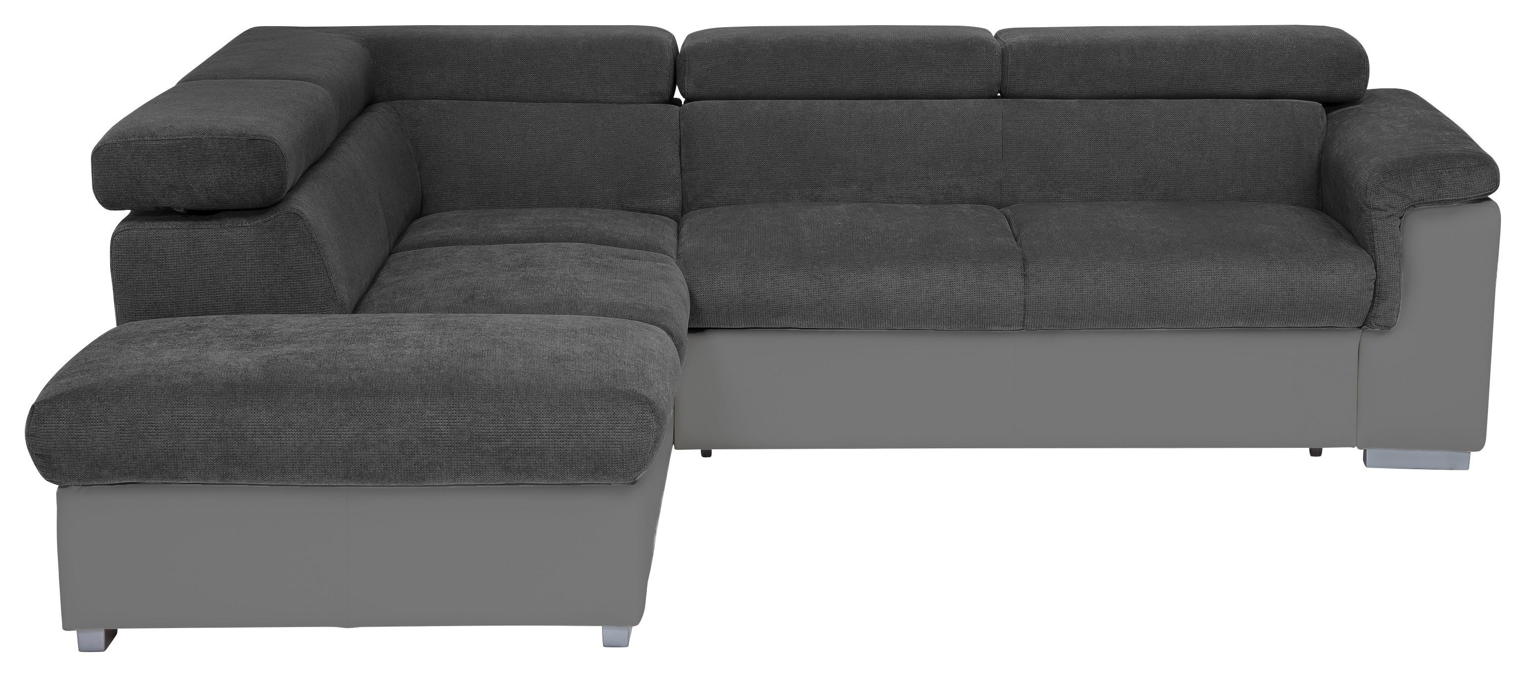 Ecksofa mit Schlaffunktion + Bettkasten Milla Grau/Fango - Fango/Schwarz, Basics, Holz/Textil (217/252cm) - MID.YOU