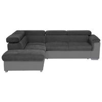 Ecksofa mit Schlaffunktion + Bettkasten Milla Grau/Fango - Fango/Schwarz, Basics, Holz/Textil (217/252cm) - MID.YOU
