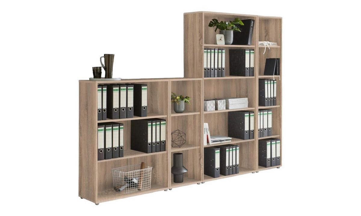 Aktenregal Office Edition Sonoma Eiche Dekor B: 257cm - Silberfarben/Sonoma Eiche, MODERN, Holzwerkstoff (257/185,6/33cm) - MID.YOU