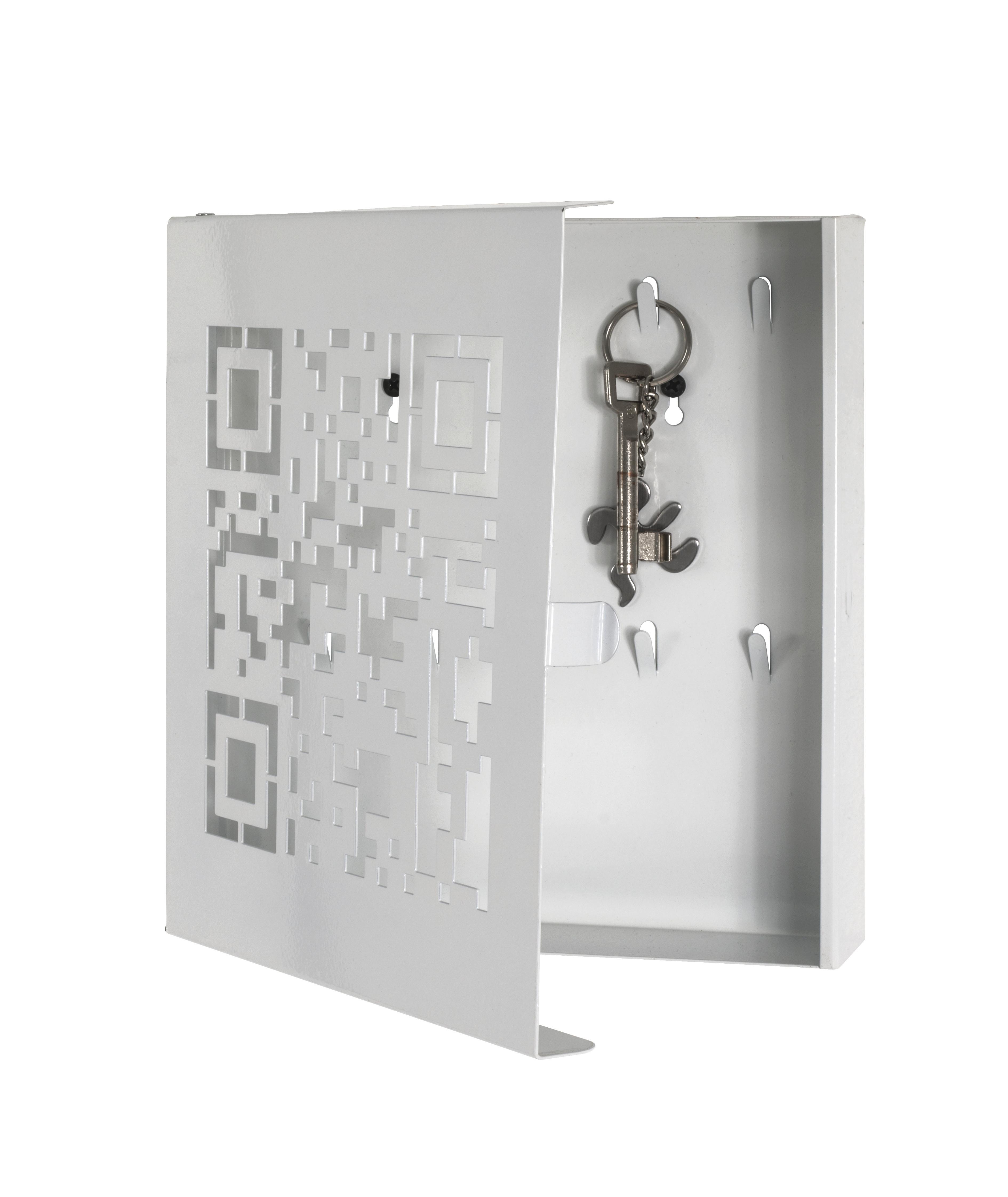 Schlüsselkasten Mit 10 Haken Weiß BxH: 22x24 cm - Weiß, Basics, Metall (22/24/5cm)
