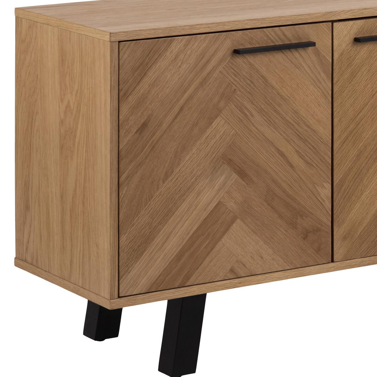 Sideboard Brighton B: 150 cm Eiche Dekor 3-Türig - Eichefarben/Schwarz, KONVENTIONELL, Holzwerkstoff (150/71/40cm) - MID.YOU
