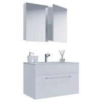 Badezimmer Badinos 3-Teilig Weiß B: 80 cm - Weiß, MODERN, Keramik/Holzwerkstoff (80cm) - MID.YOU