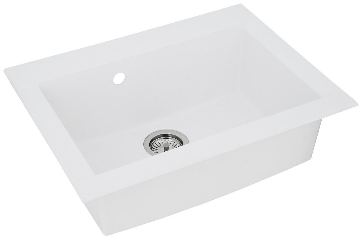 Spüle Respekta Ohio Kunststein Bxt: 66x50 cm - Weiß, Trend, Glas/Kunststoff (66/21/50cm) - Respekta