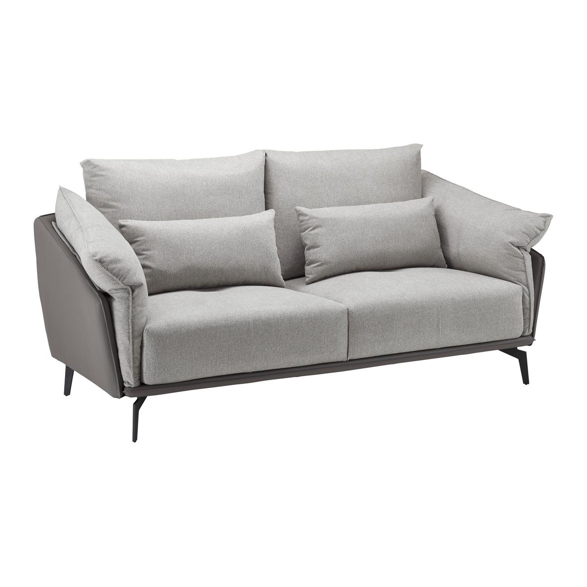 2-miestna pohovka s vankúšmi ELICIA sivá - čierna/svetlosivá, Modern, kov/drevo (205/88/92cm) - Bessagi Home