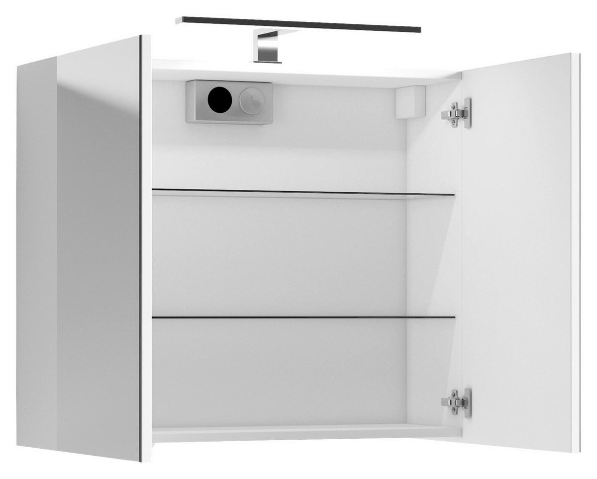 Spiegelschrank Spree Mit Led 2-Türig 70x60x20 Cm - Weiß, MODERN, Glas/Holzwerkstoff (70/60/20cm) - MID.YOU