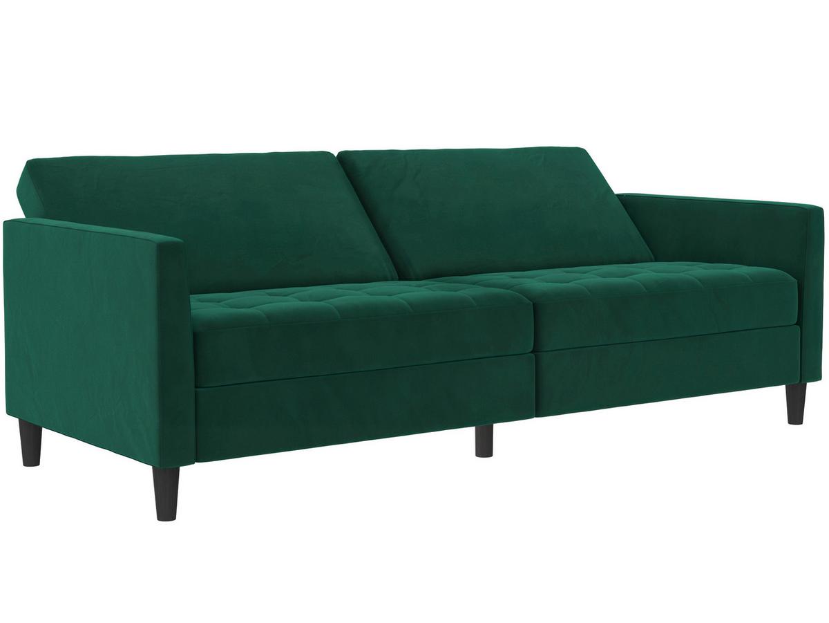 Schlafsofa Palermo Dunkelgrün, mit Schlaffunktion - Dunkelgrün/Schwarz, Basics, Textil (207/86/86cm) - Livetastic