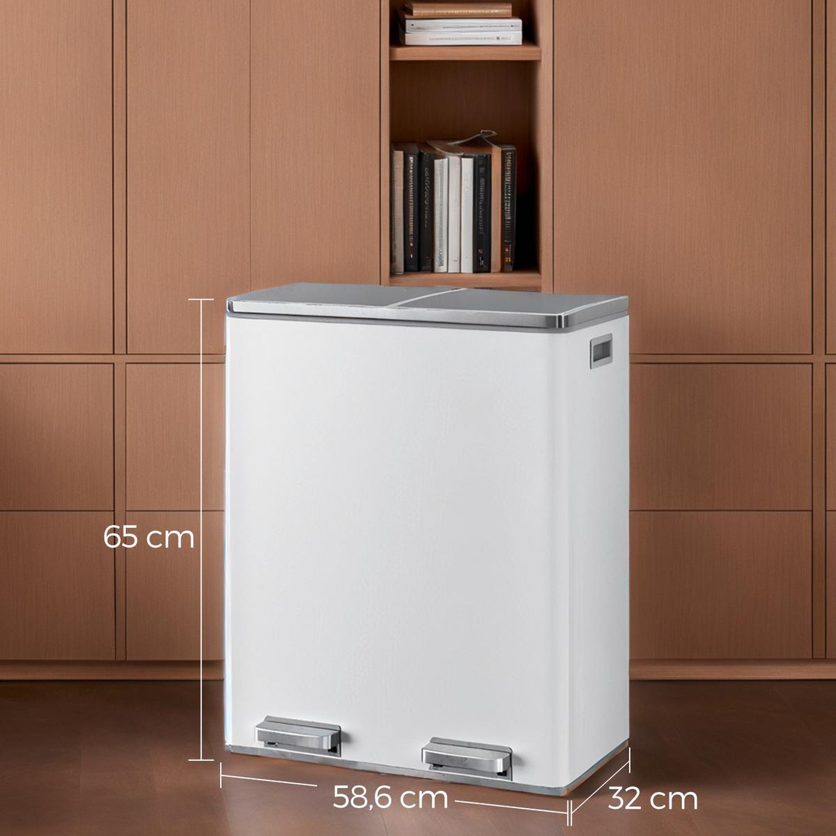 Abfallsammler Weiß B: 58,5 cm - Schwarz/Weiß, Basics, Kunststoff/Metall (58,5/65/32cm)