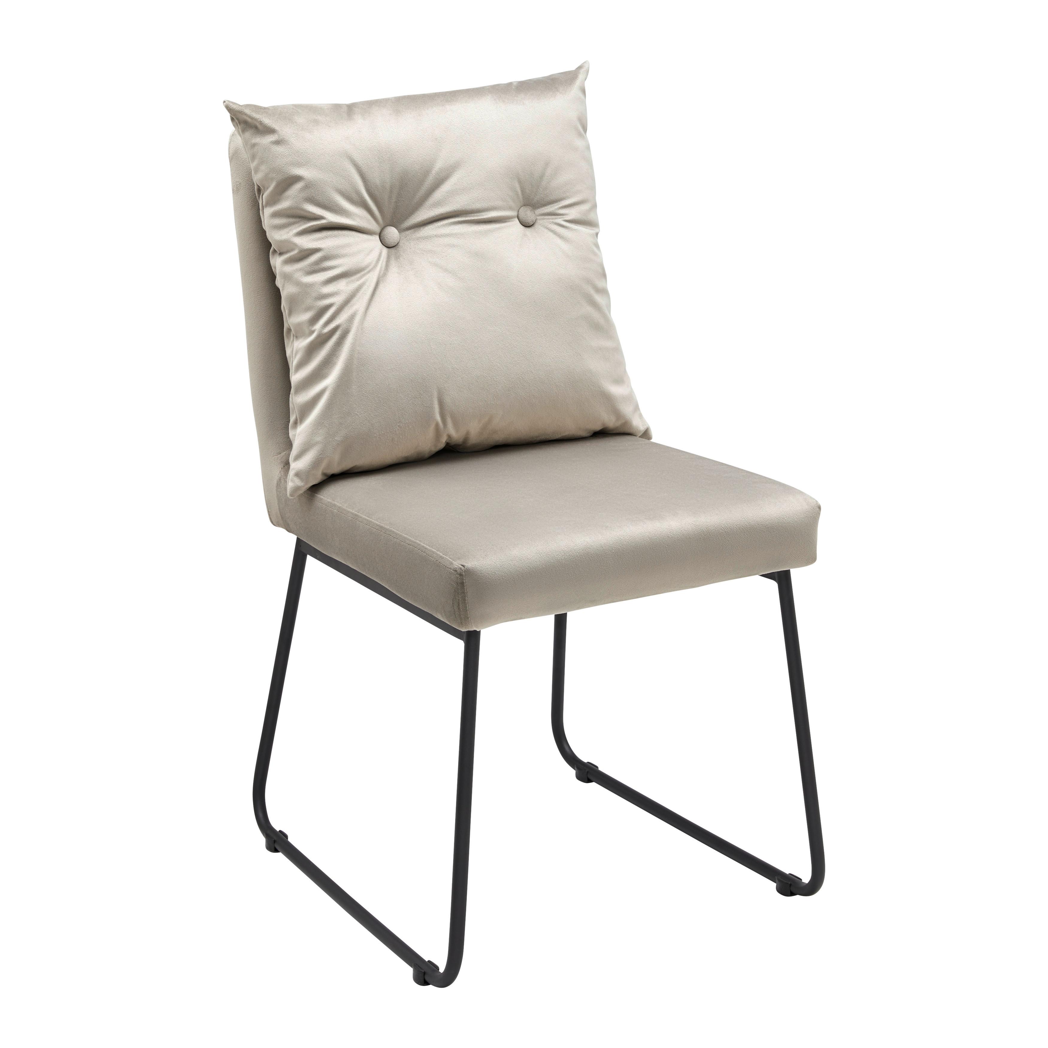 Stolička zo zamatu Bono - sivohnedá - čierna/sivohnedá, Modern, kov/drevo (44/90/58cm) - P & B