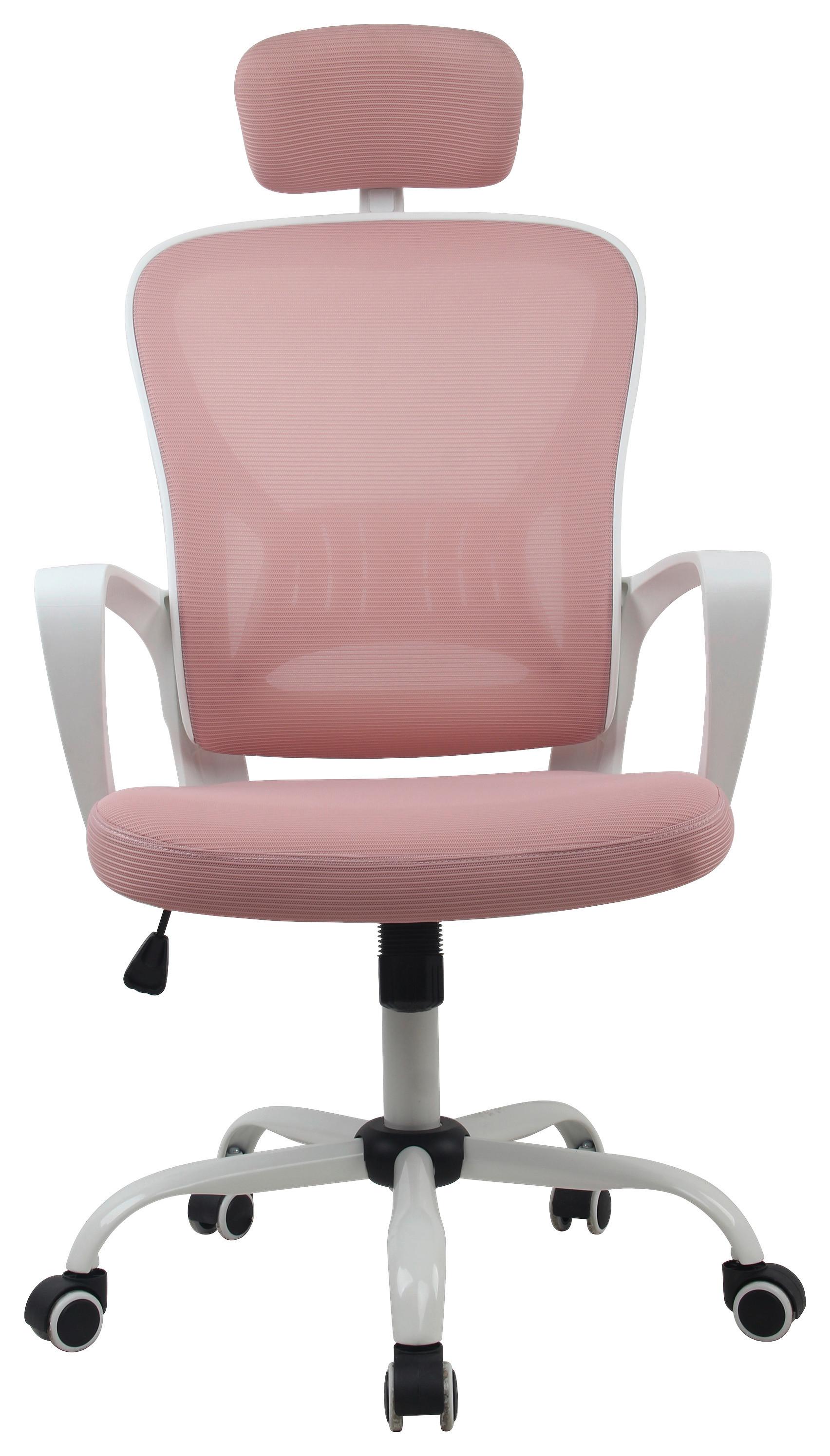 Drehstuhl Caorle mit Armstützen Pink - Pink/Weiß, MODERN, Kunststoff/Textil (60/118/65cm) - MID.YOU