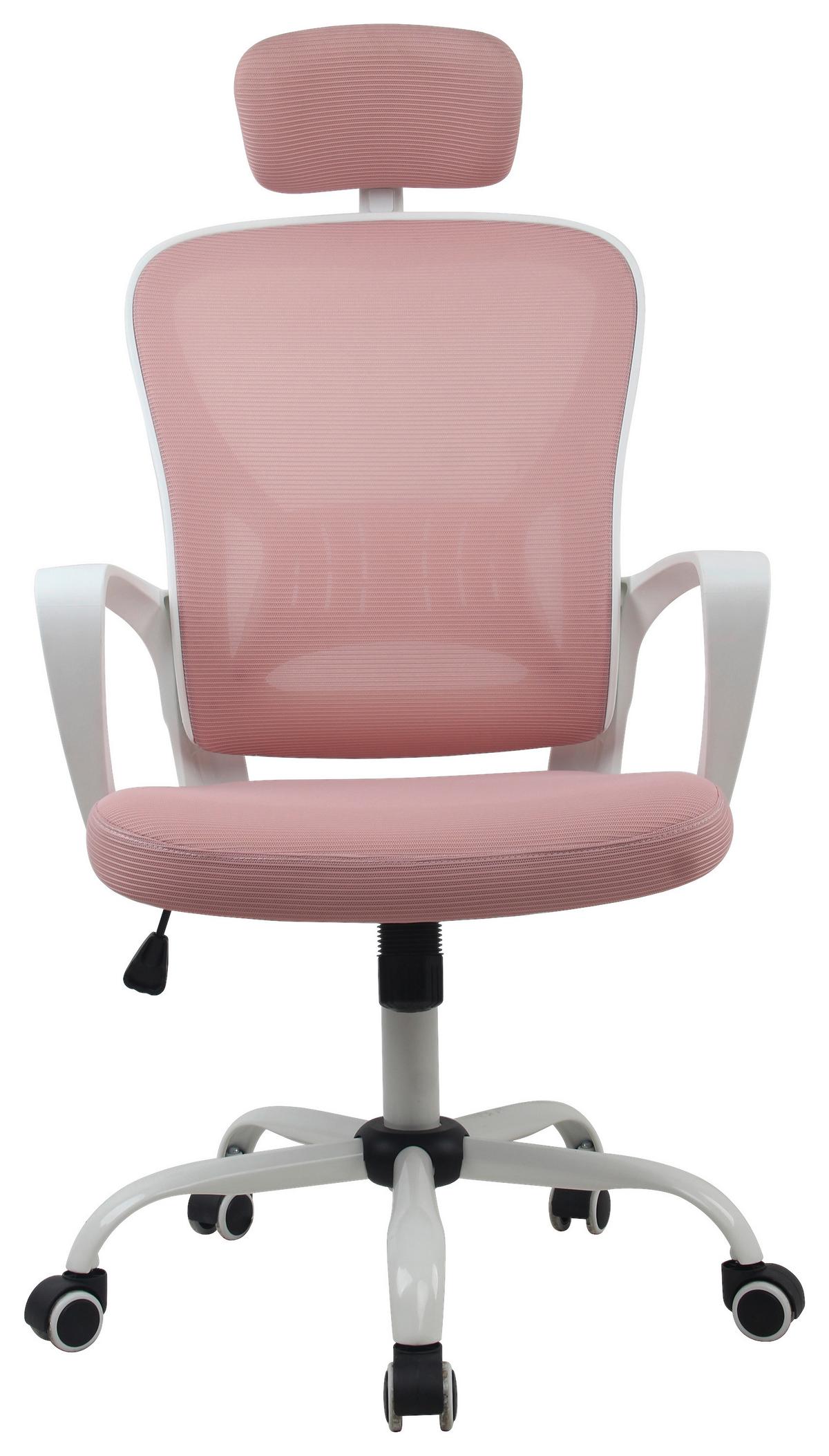 Drehstuhl Caorle Mit Armstützen Pink - Pink/Weiß, MODERN, Kunststoff/Textil (60/118/65cm) - MID.YOU