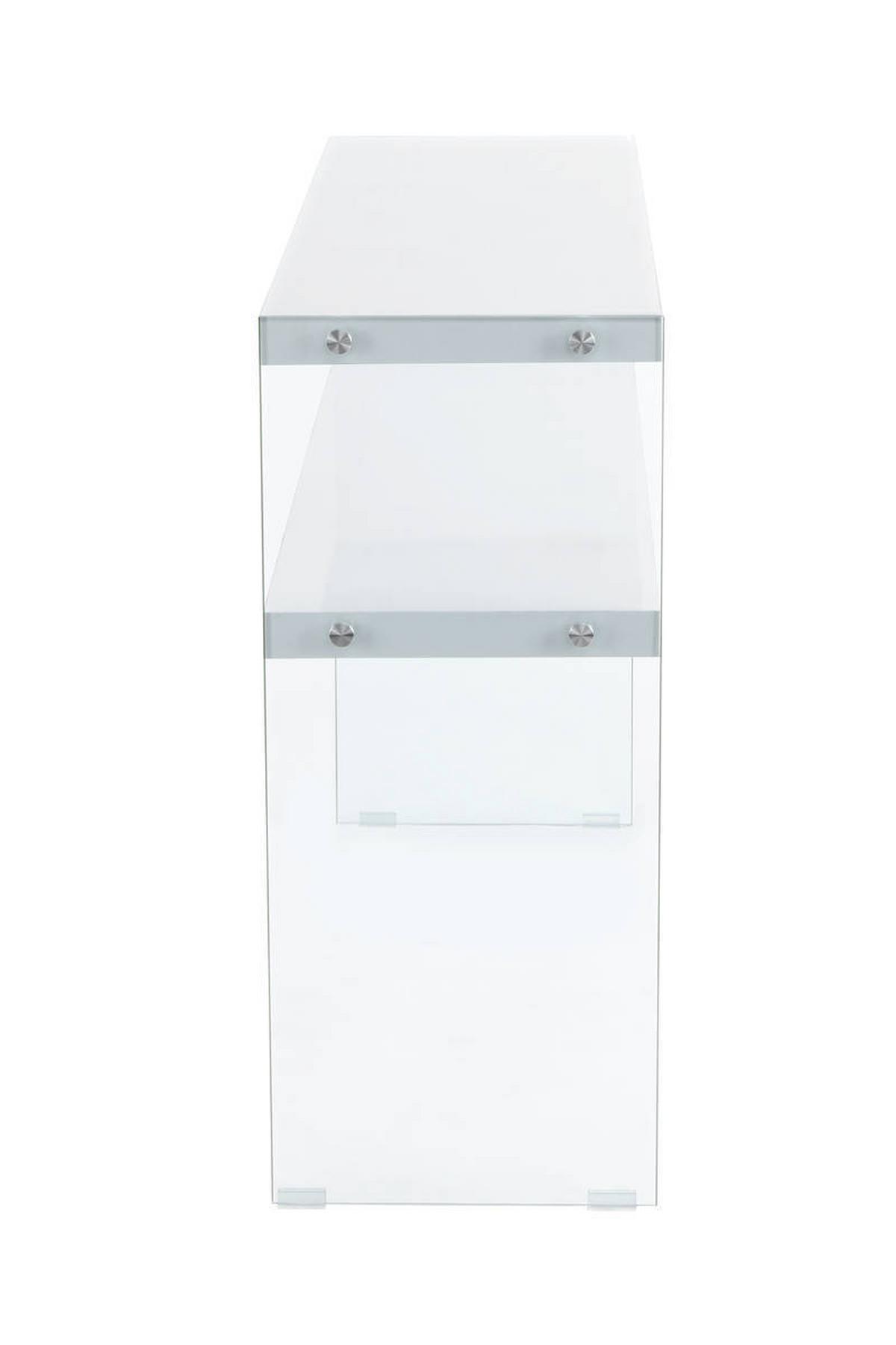 Beistelltisch mit Ablage Elementary Weiß - Klar/Weiß, Basics, Glas/Holzwerkstoff (32/110/75cm) - Kayoom