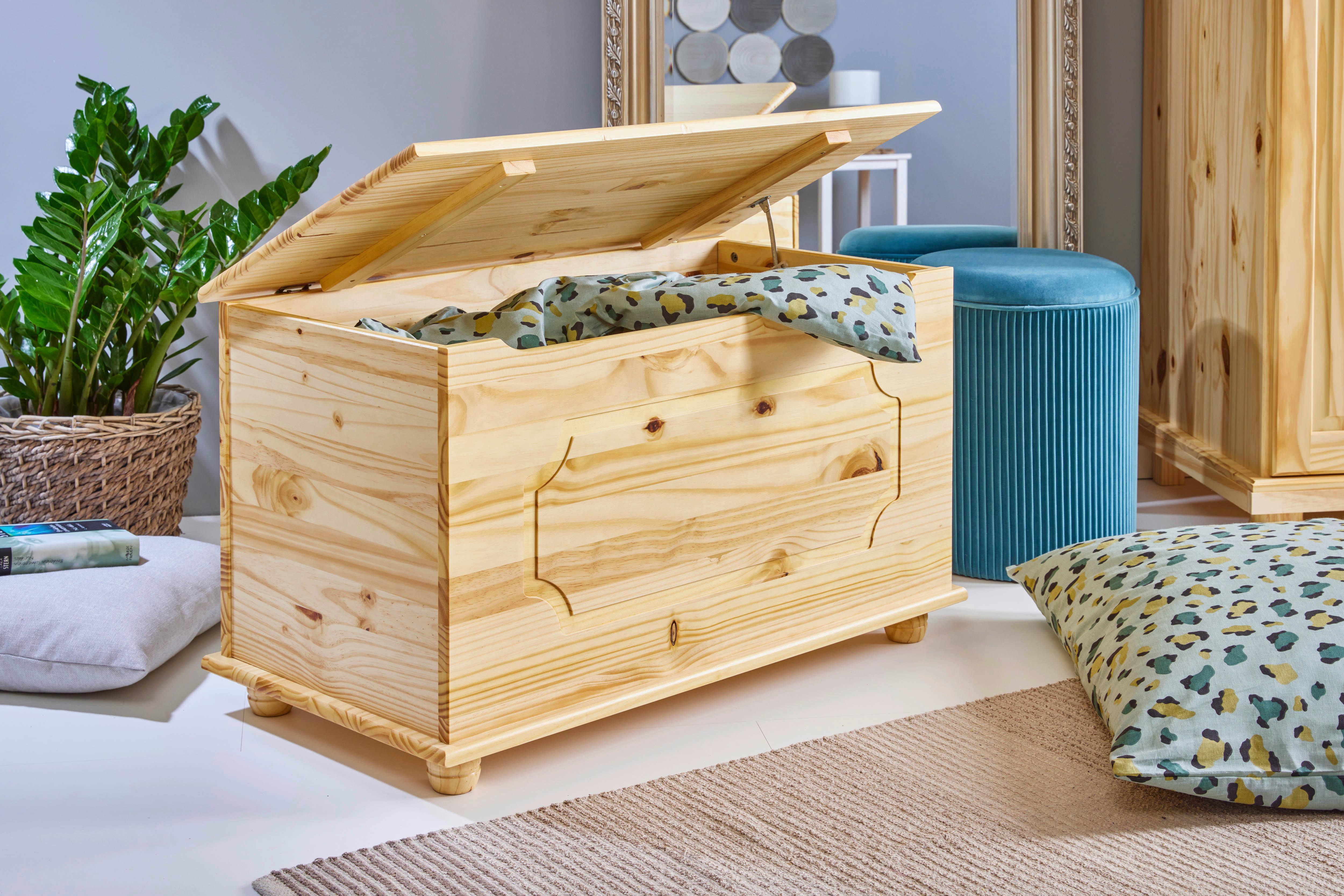 Truhe Emel B: 89 Cm Echtholz - Naturfarben, Basics, Holz (89/53/47cm) - MID.YOU