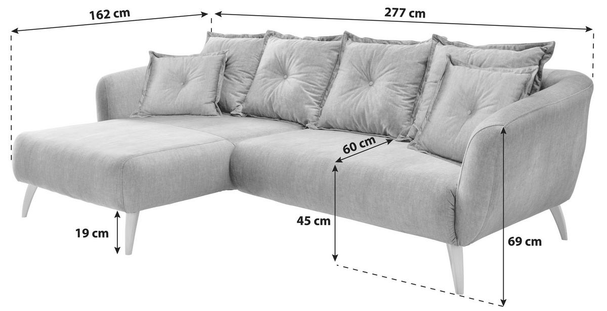 Ecksofa Baggio Mit Kissen Textil Gelb - Gelb/Schwarz, MODERN, Holz/Textil (162/277cm) - Livetastic