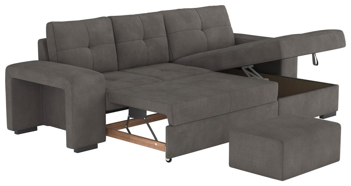Eckschlafsofa Mattina D. Grau S: 268x156 Cm - Dunkelgrau/Schwarz, MODERN, Textil (268/156cm) - MID.YOU