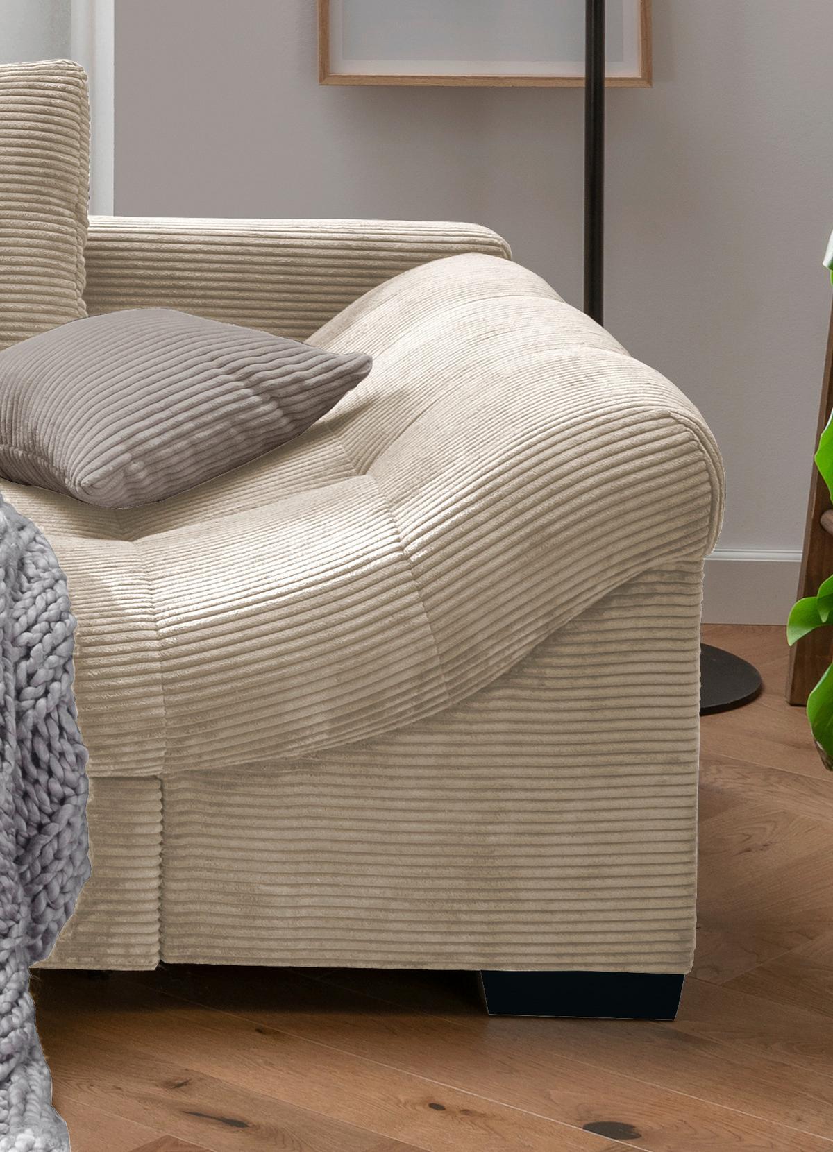 Rohová sedačka ALVITO, levá, béžový manšestr - šedá/černá, Design, dřevo/textil (202/298cm) - MID.YOU