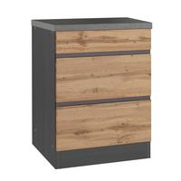 Küchenunterschrank Turin B: 60 cm Graphitfarben/Eiche Dekor - Eiche Wotan/Graphitfarben, Design, Holzwerkstoff (60/86/60cm) - Held