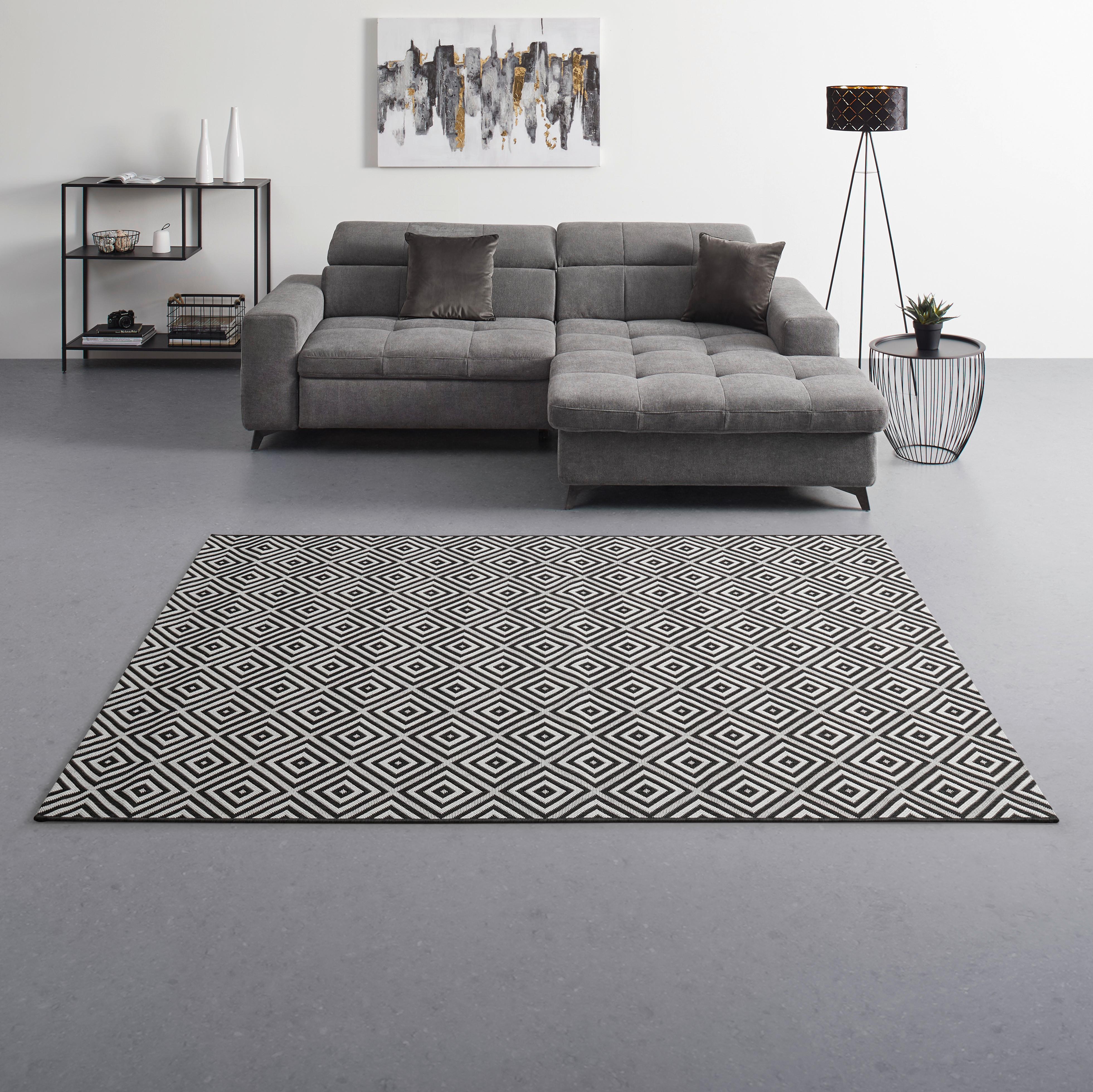 PLOCHO TKANÝ KOBEREC NOAH - čierna/biela, Modern, plast (160/230cm) - Mömax