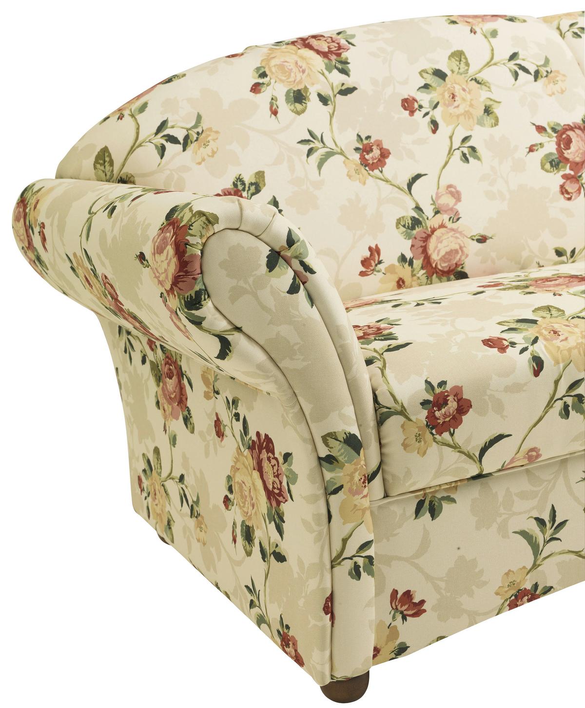 2-Sitzer-Sofa Corona Gelb/Rot/Beige, Blumen Design - Gelb/Beige, Design, Textil (151/85/81cm) - Max Winzer