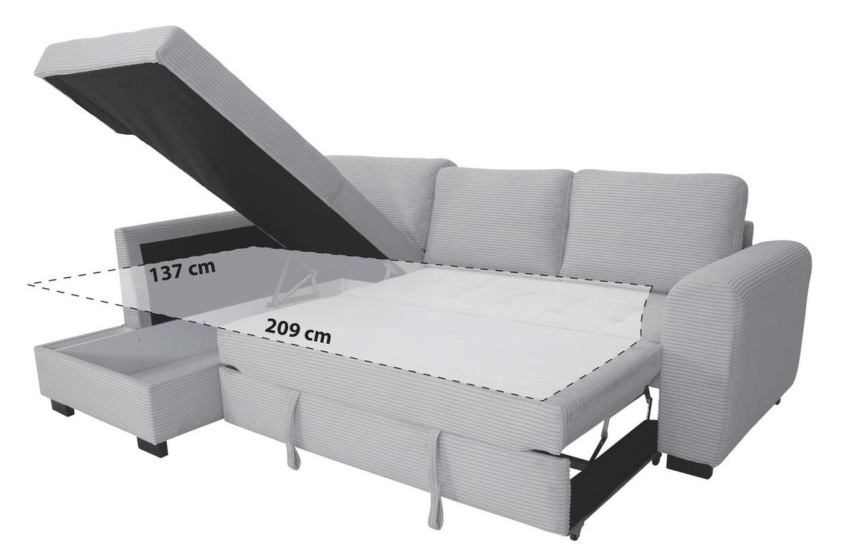 Ecksofa John Silberfarben S: 178x239 cm - Silberfarben/Schwarz, Trend, Textil (178/239cm)