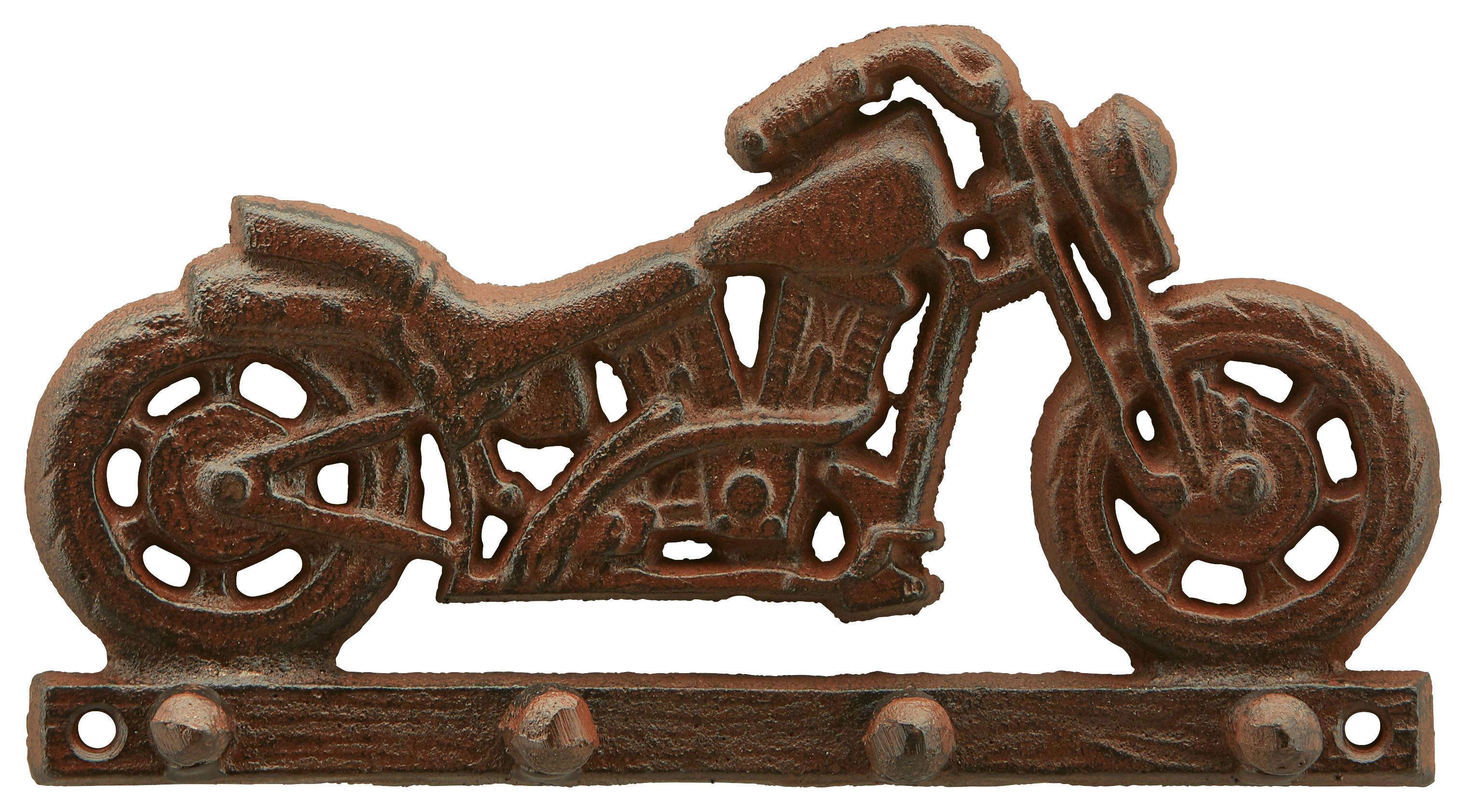 LIŠTA S HÁČKY MOTORBIKE - hnědá, Romantický / Rustikální, kov (20/11/4cm) - Mömax