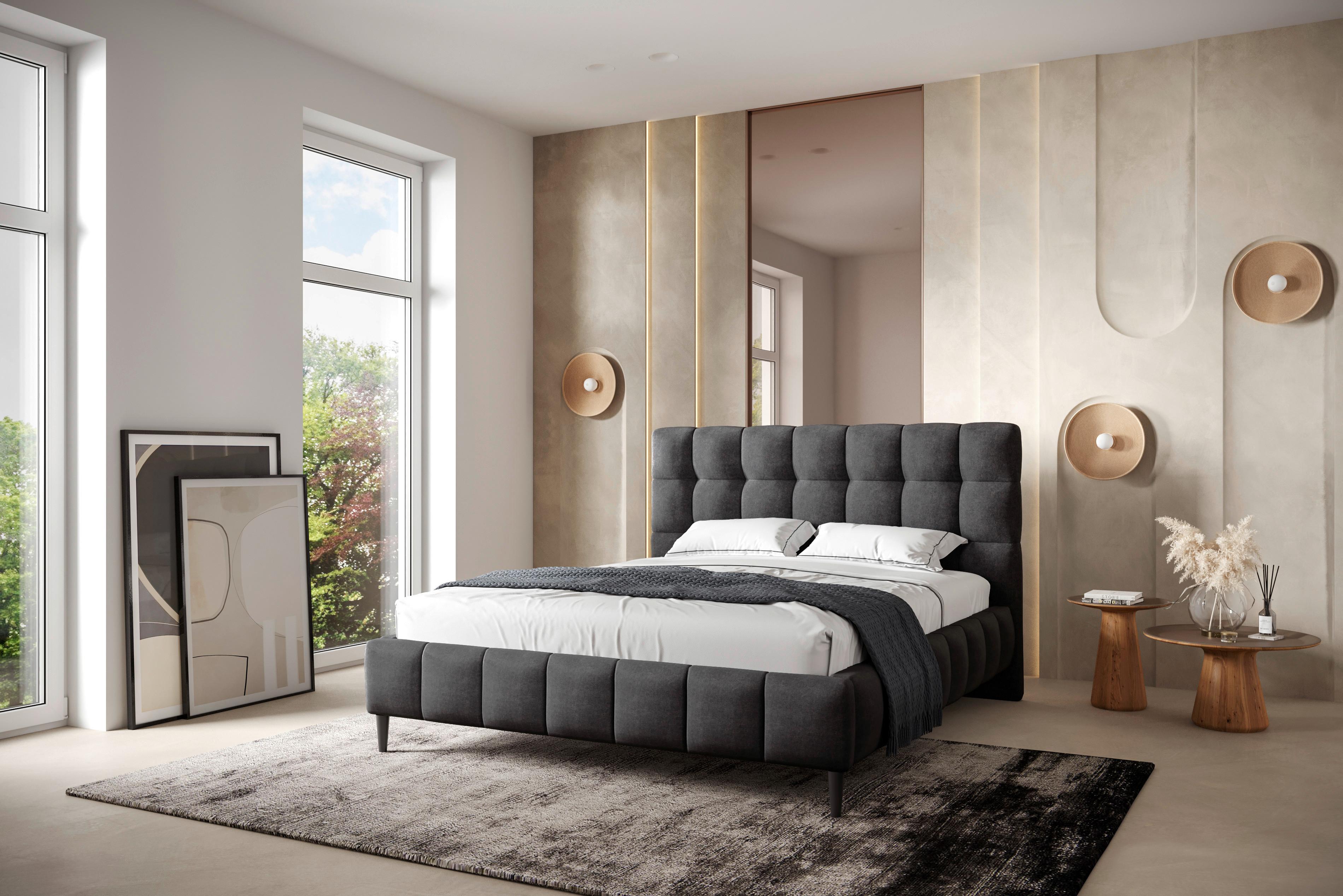 Polsterbett mit Lattenrost 180x200 cm Magic Anthrazit - Anthrazit/Schwarz, MODERN, Holzwerkstoff/Textil (180/200cm) - MID.YOU