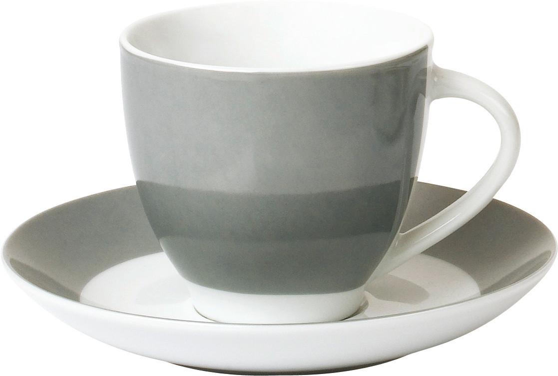 Tassenset Grau Weiß 6-teilig B: 10,5 cm - Weiß/Grau, Basics, Keramik (10,5/7,3/8cm) - Van Well
