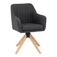 Zamatová stolička Lucita, otočná, nohy drevo - prírodná farba/tmavosivá, Modern, kov/drevo (59/88/60cm) - Bessagi Home