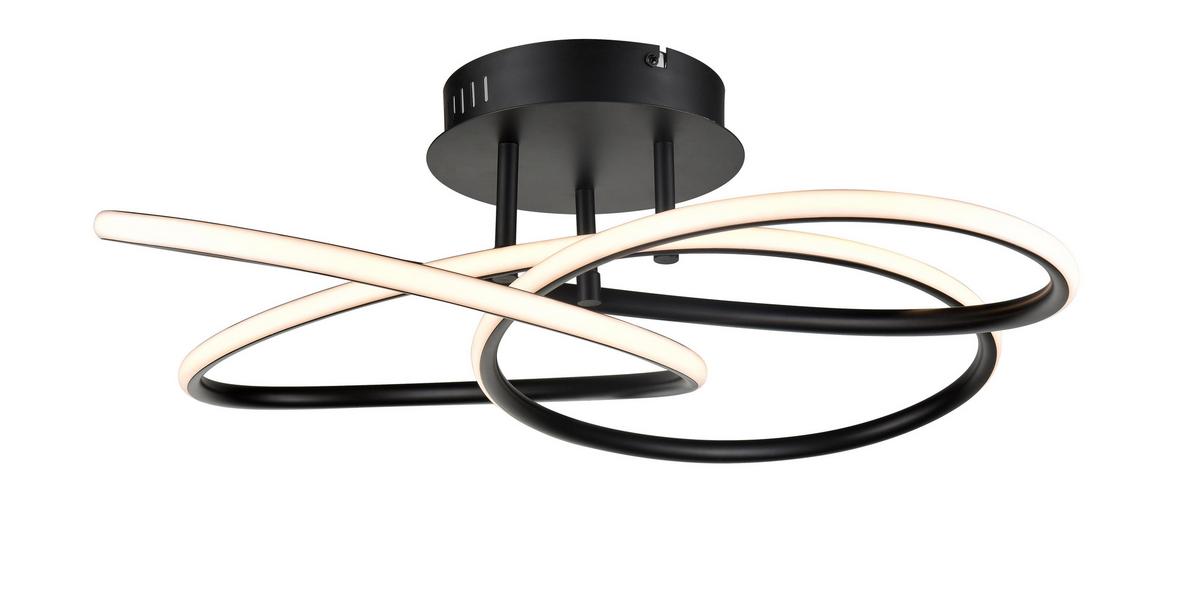Stropní LED svítidlo Eri, Ø/V: 40/19cm, 24 Watt - černá, Romantický / Rustikální, kov/plast (40/19cm) - Premium Living