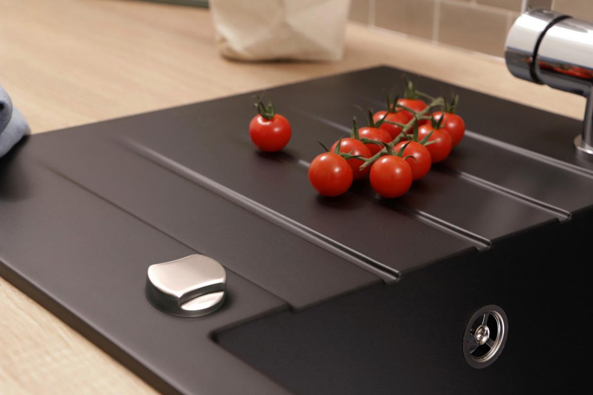 SPÜLE Almonto, Schwarz B: 76 cm - Schwarz, Trend, Stein (76/22/43,5cm) - Respekta