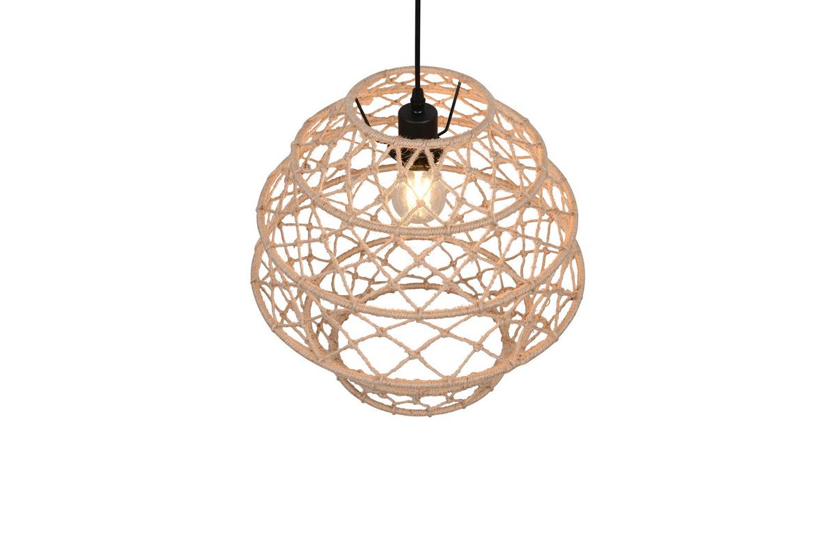 Hängeleuchte Hive Naturfarben Schwarz D: 38,5 cm - Schwarz/Naturfarben, Natur, Textil/Metall (38.5/150cm)