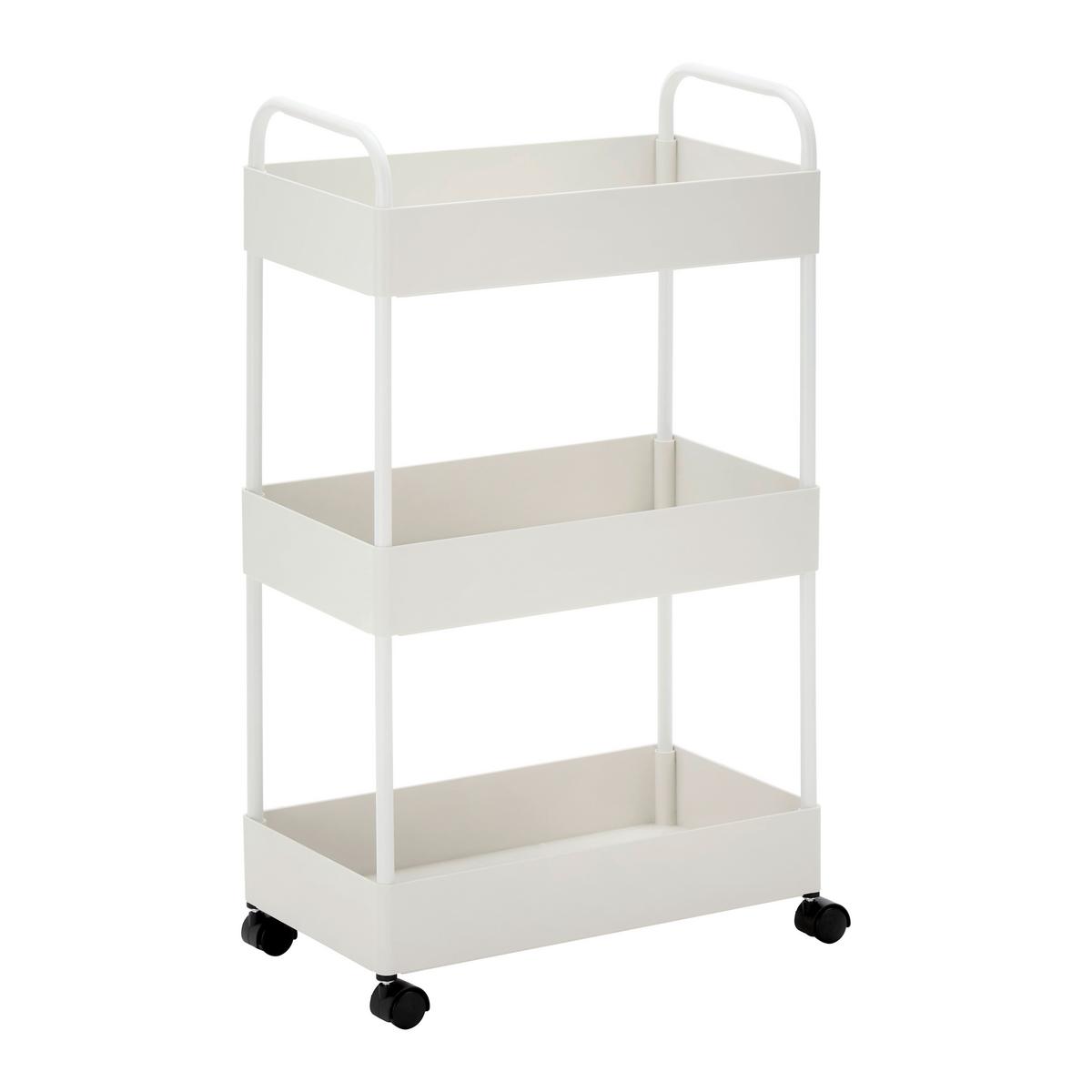 Regál na kolieskach SANDRO biely - biela, Modern, kov/plast (40/72/22cm) - P & B