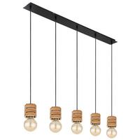 Hängeleuchte Angeline H: 120cm 5-Flammig, Braun/Schwarz - Schwarz/Braun, KONVENTIONELL, Holzwerkstoff/Metall (116/10/120cm) - Globo
